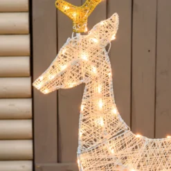 Renna 2D crema e marrone 105 cm, led bianco extra caldo