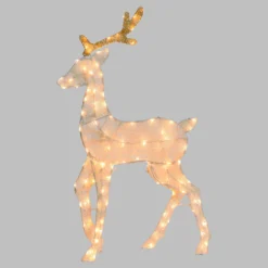 Renna 2D crema e marrone 105 cm, led bianco extra caldo