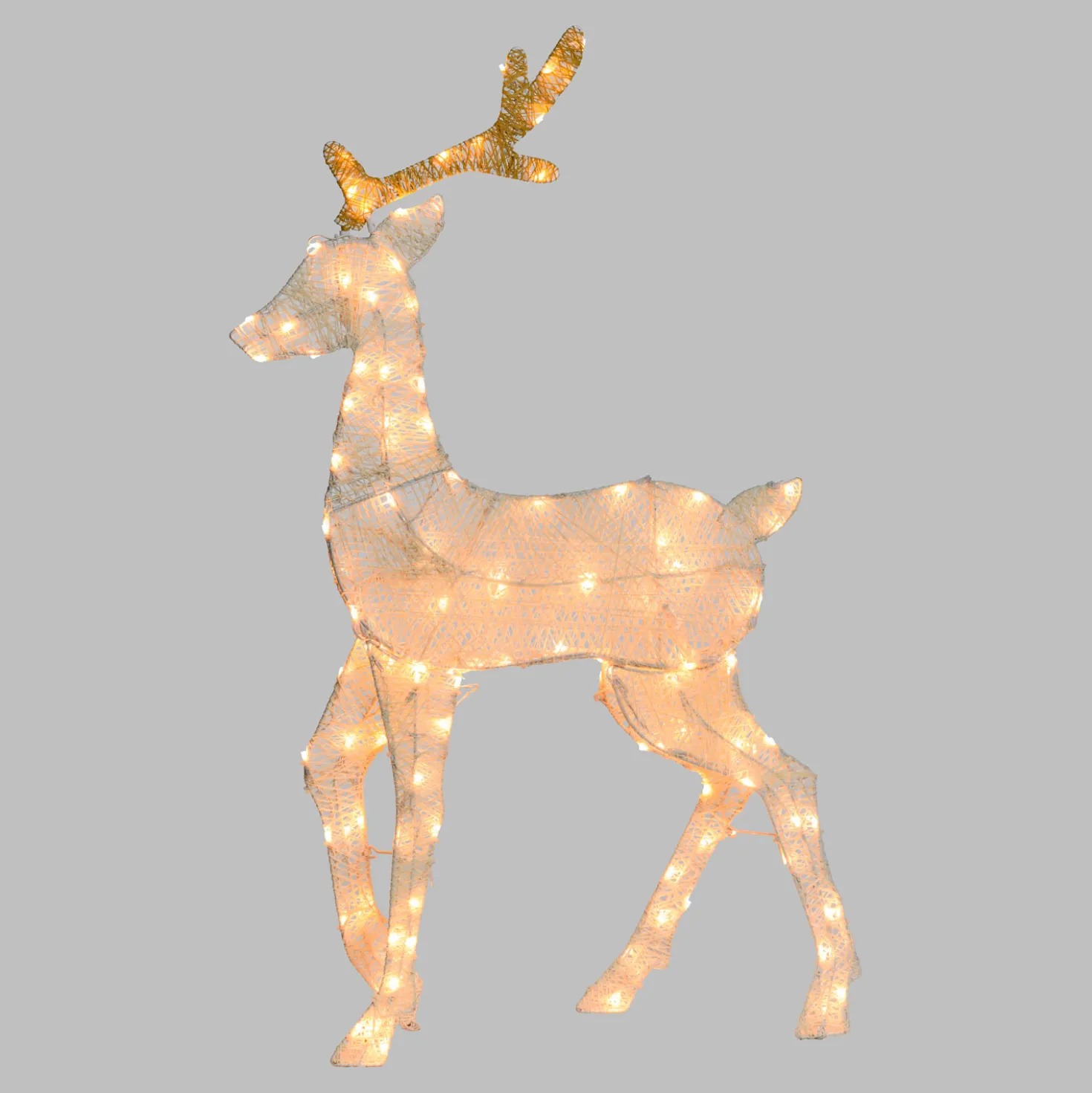Renna 2D crema e marrone 105 cm, led bianco extra caldo
