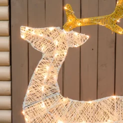 Renna 2D crema e marrone 100 cm, led bianco extra caldo