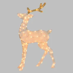 Renna 2D crema e marrone 100 cm, led bianco extra caldo