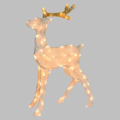 Renna 2D crema e marrone 67 cm, led bianco extra caldo