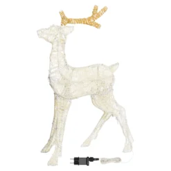 Renna 2D crema e marrone 67 cm, led bianco extra caldo