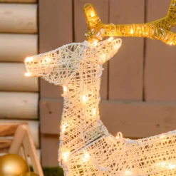 Renna 2D crema e marrone 67 cm, led bianco extra caldo