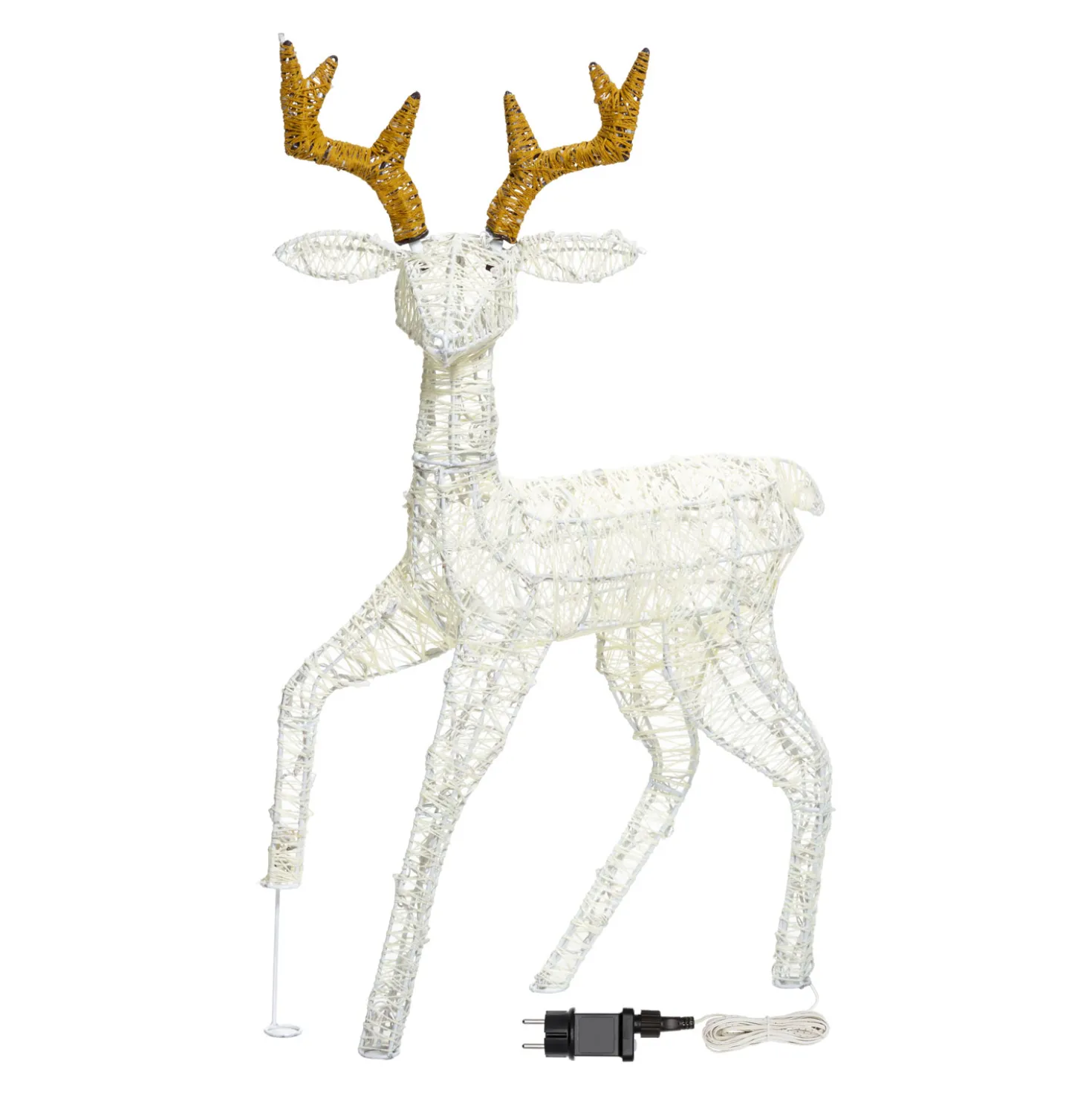 Renna 3D crema e marrone 85 cm, led bianco extra caldo