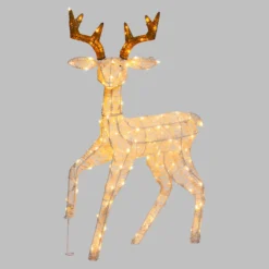 Renna 3D crema e marrone 85 cm, led bianco extra caldo