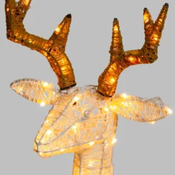 Renna 3D crema e marrone 85 cm, led bianco extra caldo