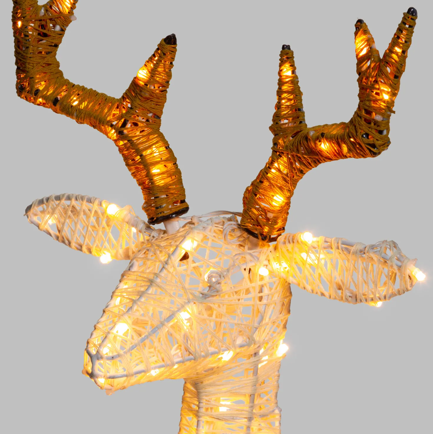 Renna 3D crema e marrone 85 cm, led bianco extra caldo