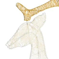 Renna 2D crema e marrone h 143 cm, led bianco extra caldo