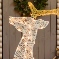 Renna 2D crema e marrone h 137 cm, led bianco extra caldo