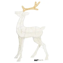 Renna 2D crema e marrone h 137 cm, led bianco extra caldo