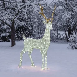 Renna 3D Light Cream & Brown, h 105 cm, 200 Dual LED bianco extra caldo e bianco freddo