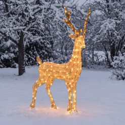 Renna 3D Light Cream & Brown, h 105 cm, 200 Dual LED bianco extra caldo e bianco freddo