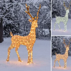 Renna 3D Light Cream & Brown, h 105 cm, 200 Dual LED bianco extra caldo e bianco freddo