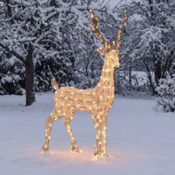 Renna 3D Light Cream & Brown, h 105 cm, 200 Dual LED bianco extra caldo e bianco freddo