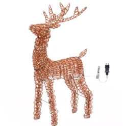 Renna 3D Rose Gold, filo a spirale, h 96 cm, 600 microled bianco caldo