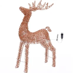 Renna 3D Rose Gold, filo a spirale, h 130 cm, 960 microled bianco caldo