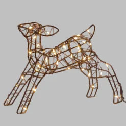 Renna e Cucciolo 3D Marrone, h 25 cm, 150 MicroLED bianco caldo, cavo metal marrone, uso interno