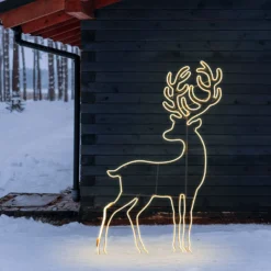 Renna effetto neon h 180 cm, led bianco caldo