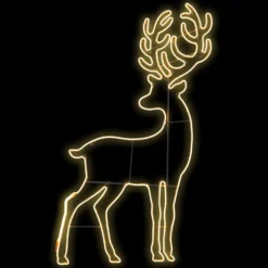 Renna effetto neon h 180 cm, led bianco caldo