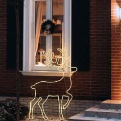 Renna effetto neon h 140 cm, led bianco caldo