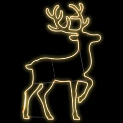 Renna effetto neon h 140 cm, led bianco caldo