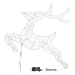 Renna galoppante 2D, h 65 cm, gocce led bianco freddo