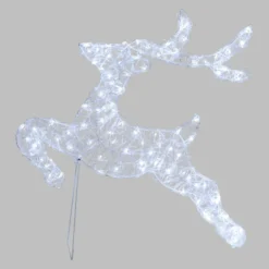 Renna galoppante 2D, h 65 cm, gocce led bianco freddo