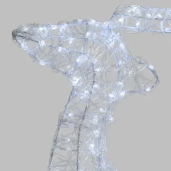 Renna galoppante 2D, h 80 cm, gocce led bianco freddo