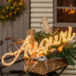 Scritta Auguri 3D Light Cream & Brown, h. 25 cm, 100 Led Bianco extra caldo