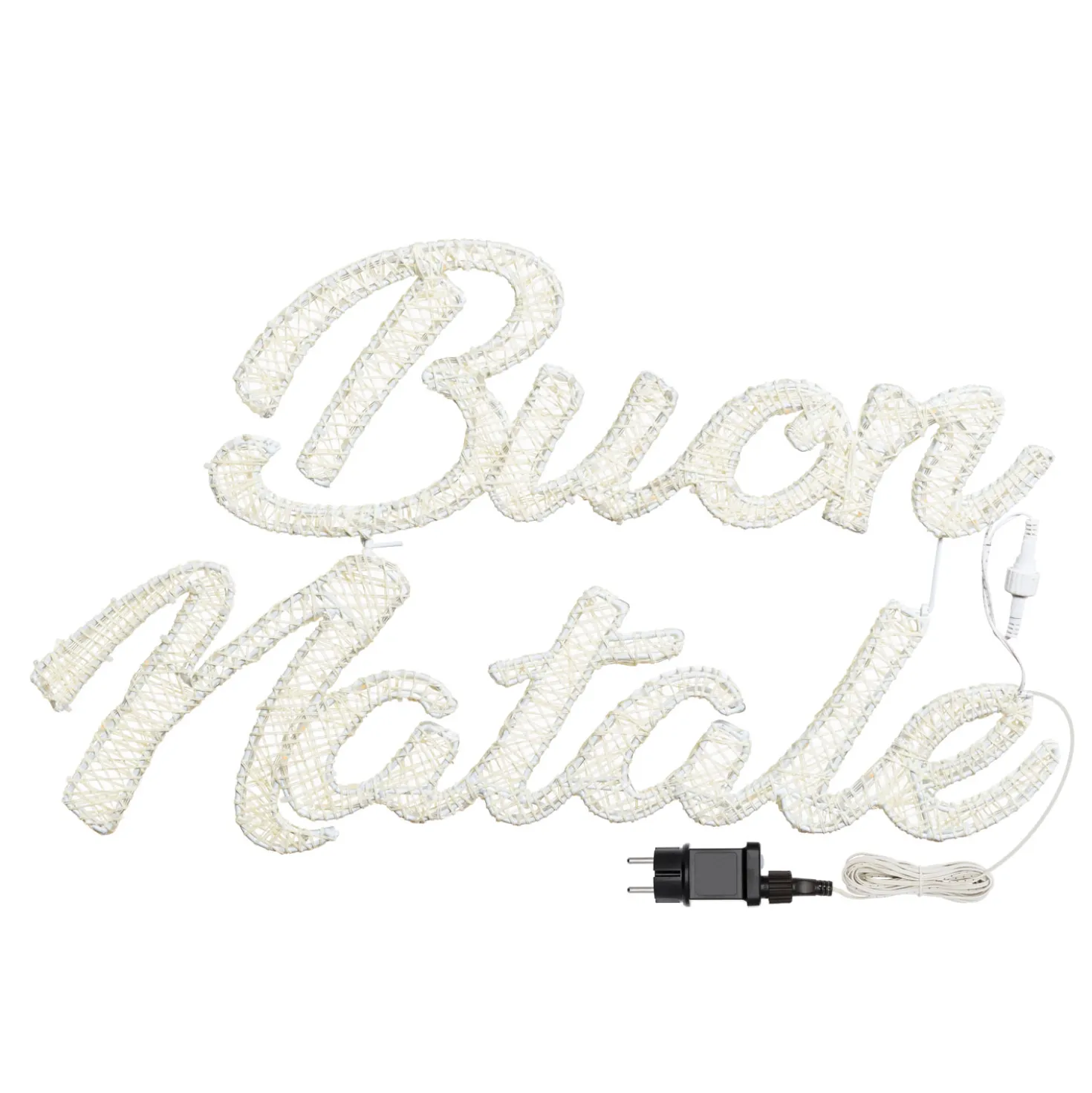 Scritta Buon Natale 3D Light Cream & Brown, h. 40 cm, 146 Led bianco extra caldo
