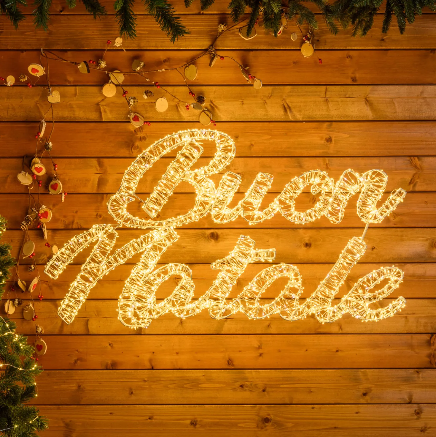 Scritta Buon Natale 3D, 102 x h 57 cm, 3200 microled bianco caldo e freddo, uso esterno