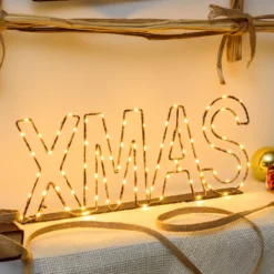 Scritta luminosa led XMAS color rame, bianco caldo