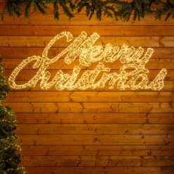 Scritta Merry Christmas 3D bianca, h. 55 cm, 4600 Microled bianco caldo e bianco freddo