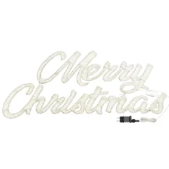 Scritta Merry Christmas 3D Light Cream & Brown, h. 37 cm, 214 Led bianco extra caldo