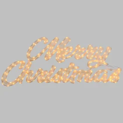Scritta Merry Christmas 3D Light Cream & Brown, h. 37 cm, 214 Led bianco extra caldo