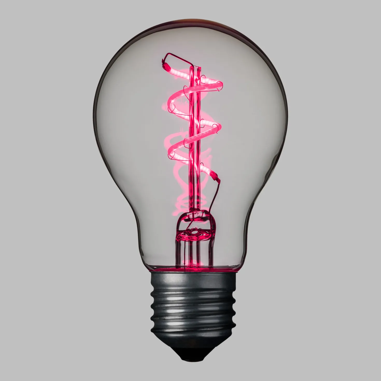 Serie VINTAGE LED 36V, Lampadina a goccia Ø 60 mm in vetro, led a spirale, rosa