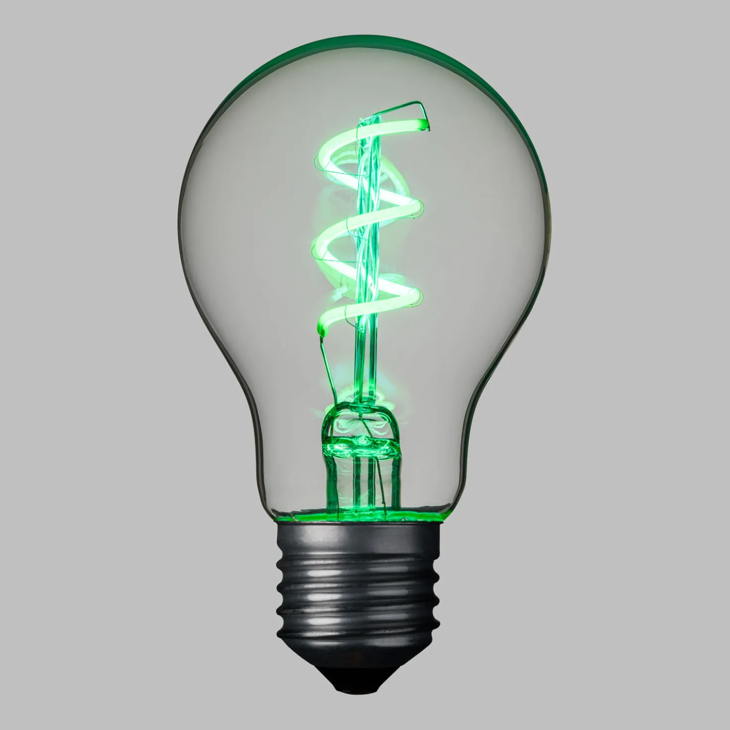 Serie VINTAGE LED 36V, Lampadina a goccia Ø 60 mm in vetro, led a spirale, verde