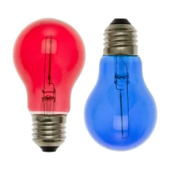 Serie VINTAGE LED 36V, Set 2 lampadine E27 di ricambio 36V, Ø 60 mm, led rosso e blu