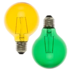 Serie VINTAGE LED 36V, Set 2 lampadine E27 di ricambio 36V, Ø 80 mm, led giallo e verde