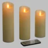 Set 3 candele Avorio con telecomando, led bianco caldo