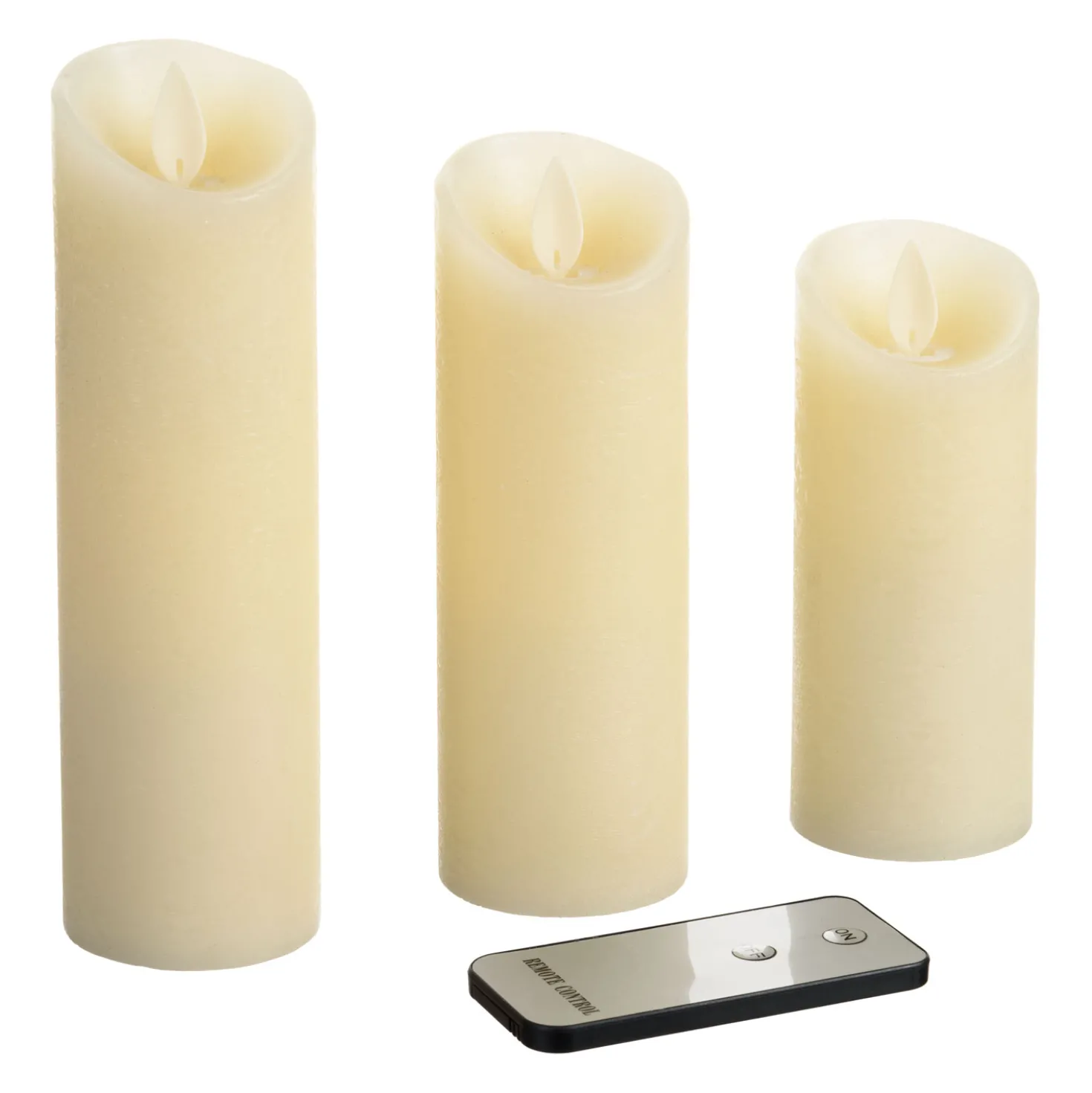 Set 3 candele Avorio con telecomando, led bianco caldo