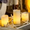 Set 3 candele avorio in cera liscia, h 5-7,5-10 cm, Ø 5 cm