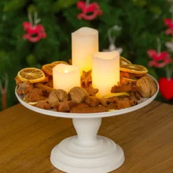 Set 3 candele avorio in cera liscia, h 5-7,5-10 cm, Ø 5 cm