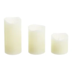 Set 3 candele avorio in cera liscia, h 5-7,5-10 cm, Ø 5 cm