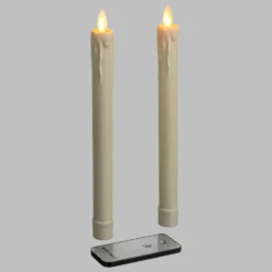 Set 2 candele sottili con gocce, h 23 cm
