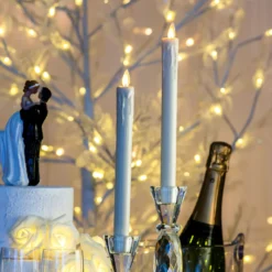 Set 2 candele sottili con gocce, h 23 cm