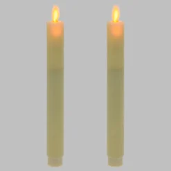 Set 2 candele sottili lunghe in cera avorio, h 23 cm