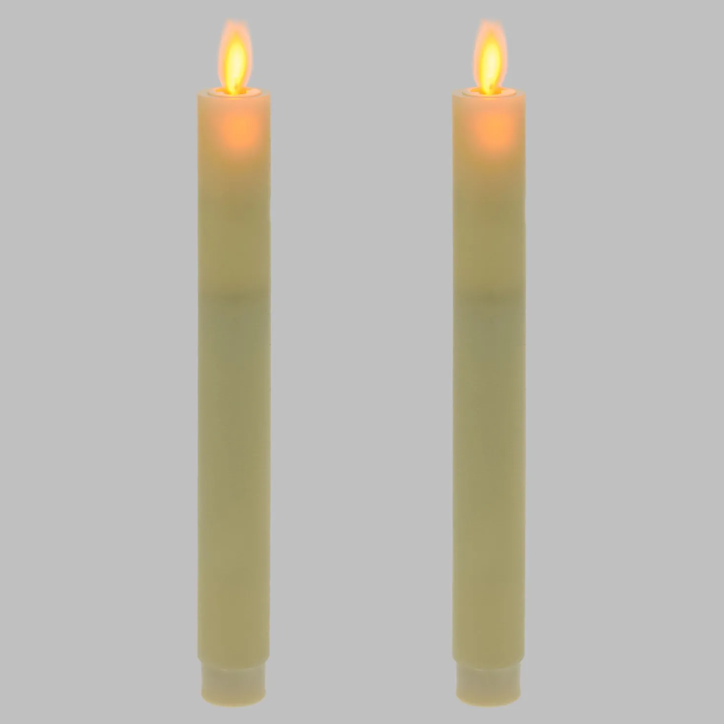 Set 2 candele sottili lunghe in cera avorio, h 23 cm