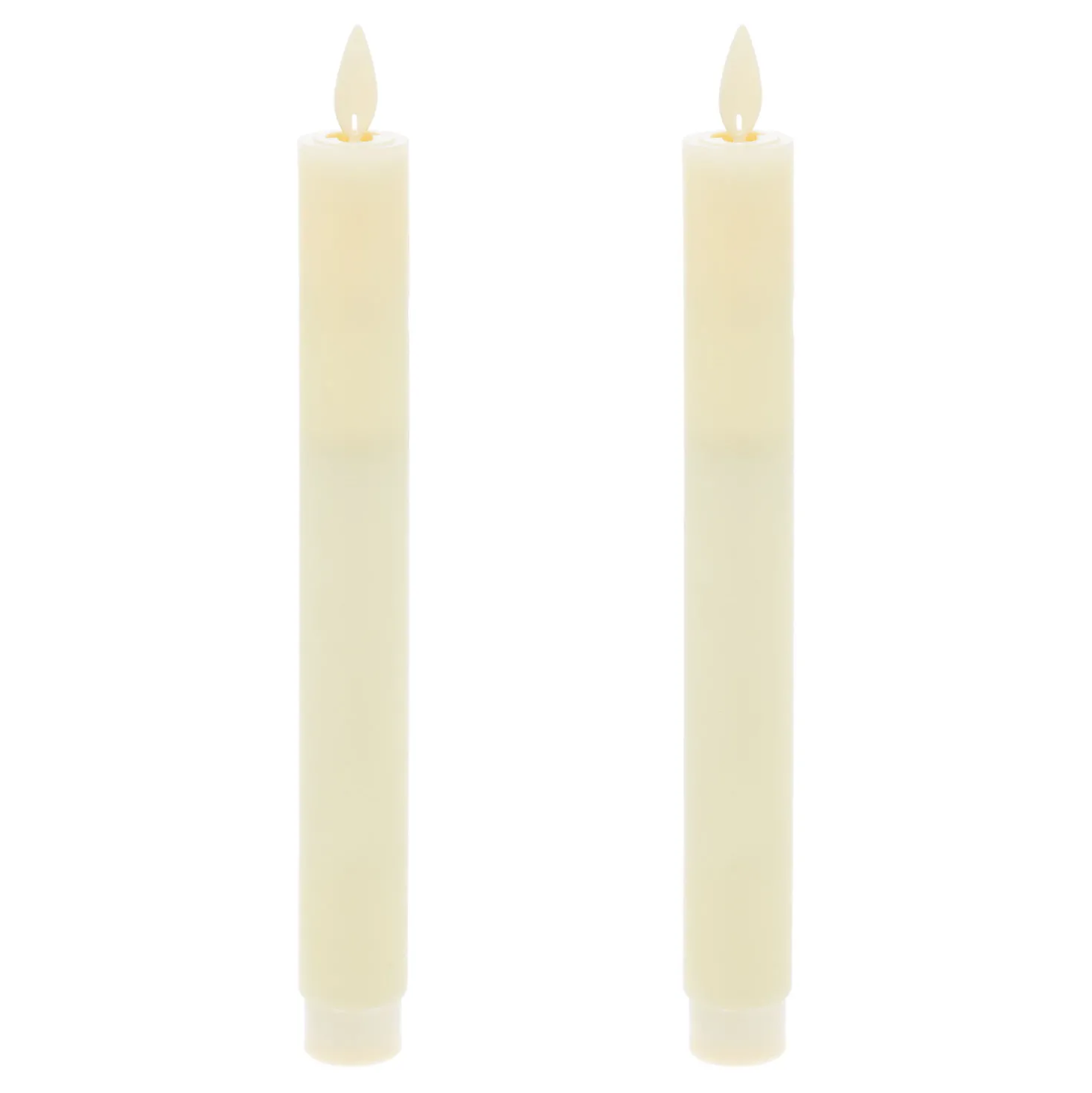 Set 2 candele sottili lunghe in cera avorio, h 23 cm